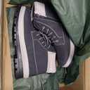 Waluzs Womens White Winter Snow Boots Combat Boots for women Waterproof Fur Lined Ankle Booties Non Slip Fuzzy Warm Platform Boots Lace Up Hiking boots with Zipper (10, Navy)