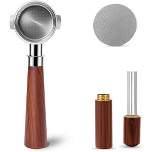 51mm Bottomless Portafilter Fits for Delonghi EC260, ECP3120/3220/3420/3630  Includes Puck Screen and WDT Tool, Stainless Steel Espresso Portafilter with 2 Ears, Espresso Accessories Kit