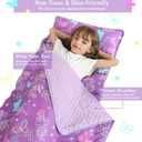 Toddler Nap Mat for Preschool 50''x30'' Sleeping Mat with Removable Pillow and Minky Blanket for Kids Ages 3-7 Roll Up Soft Sleeping Bag for Boys Girls Kindergarten Daycare Sleepover