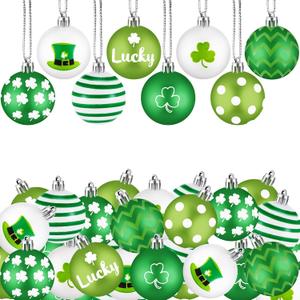 Libima 40 Pcs St. Patrick's Day Tree Ornament St. Patrick's Day Hanging Decorations Ball Irish Clover Tree Decorations for Party Shelf Ornament