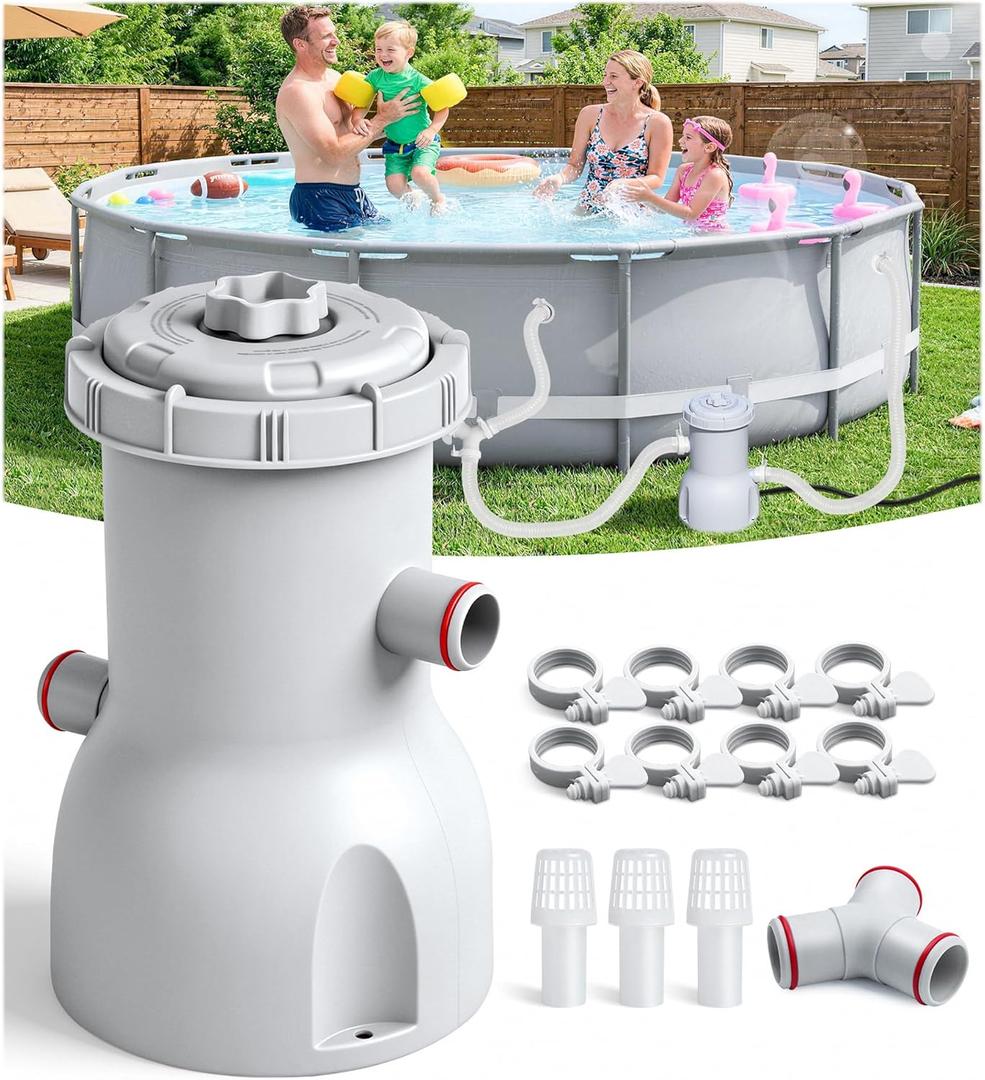 Basic Series 530 GPH Above Ground Pool Filter Pump - ETL Certified Pool Cartridge Filter Pump System with GFCI Protection | Enhances Water Clarity - Effectively Removes Impurities from Water