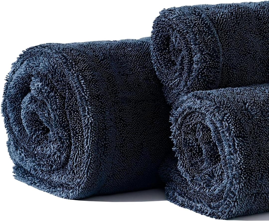 3 Pack Car Drying Towel Set - 1200 GSM Double Twist Pile Microfiber, Super Absorbent, Streak-Free, Scratch-Free, Car Wash & Detailing (24"x36", 16"x24", 12"x12")
