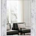 Syndra Wood Mirror with Frame, Rustic 24X32 Inch Wall Mounted Vanity Mirror with Large Wood Frame, Farmhouse Bathroom Mirror for Bedroom, Living Room, Entryway Wall Decor(White)