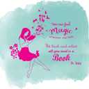 Children Find Magic Wherever You Look Happiness Quote Wall Decal Decoration Book Lover Silhouette Woman Happy Reading Flowers Butterfly Lasts Years and Easily Removable - Size: 20 in(W) x 18 in(H)