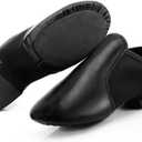 Keemi Black Jazz Shoes for Woman, Leather Dance Shoes for Women Men Unisex Adults,Non-Slip Women's Dancing Shoe, Size 9.5W