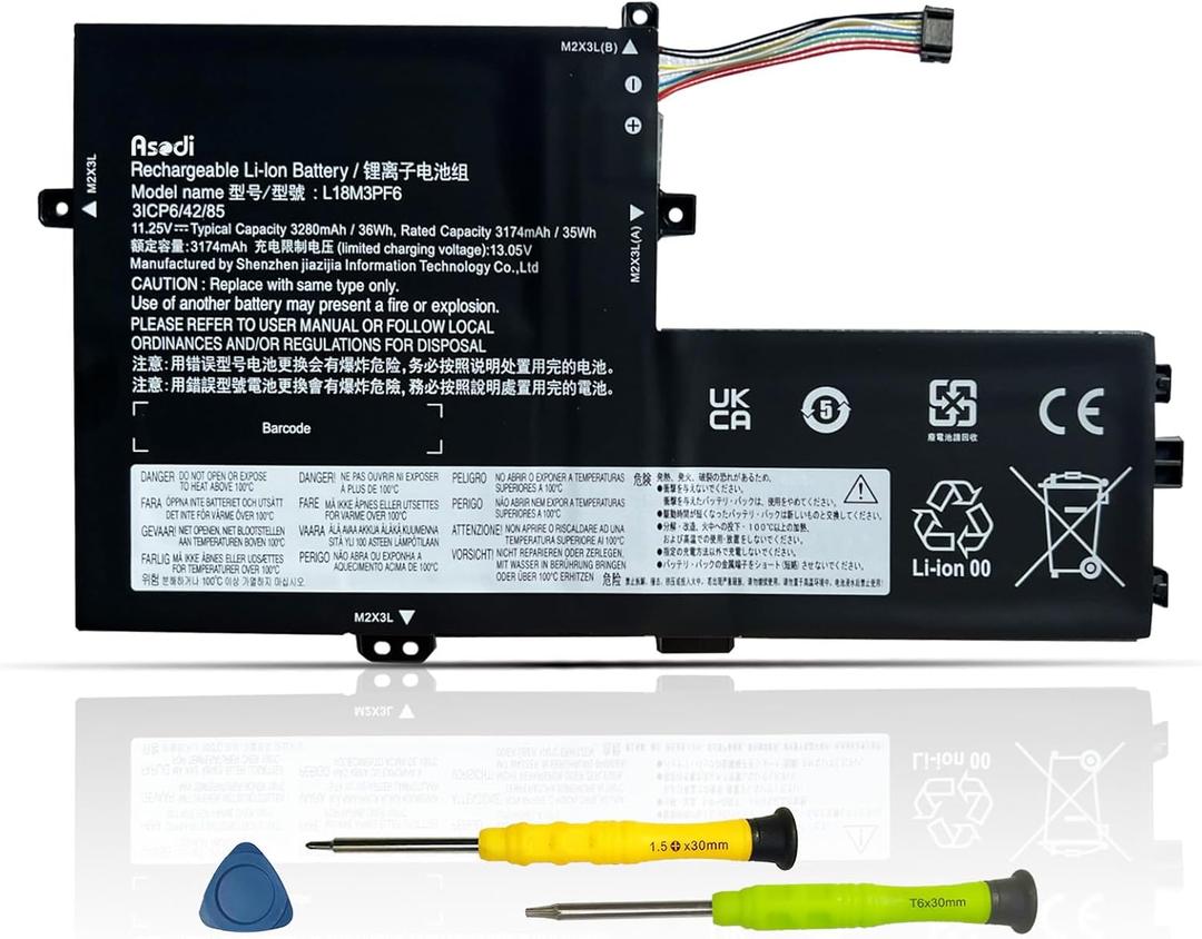 ASODI L18M3PF6 Laptop Battery Compatible with Lenovo ideapad S340-14IML/14API/14IIL/14IWL C340-15IWL/15IIL S340-15IWL/15API Flex-15IWL/15IML/15IIL Series L18M3PF7 L18L3PF2 L18C3PF7 L18L3PF3 L18C3PF6