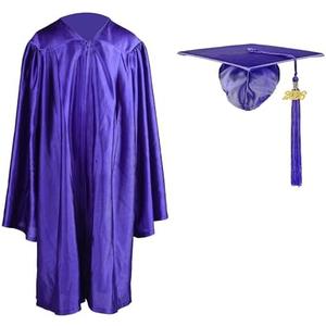 FtyFty Shiny Kindergarten Graduation Cap and Gown Set (36"(4'3"-4'5"), Purple)