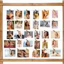 Picture Frames Collage,Photo Display Board With Clips,Hanging Picture Wall Decor for Dorm Graduation Letter Postcard Greeting Card Organizer Holder,Pine Wood,Adjustable Metal Bead String,Large (1 Pack, Carbonized Brown)