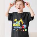 Back to School for Boys, Excavator Graphic T-Shirt Back to School Funny Tees Toddler Short Sleeve Tops Size 5T (S)
