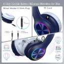 Candy Bila Kids Bluetooth 6.0 Headphones with LED Light, 85Hours Playtimes, Type-C Fast Charging, 85/94dB Volume Limited, Comfort Wireless Headphones with Built-in Mic, Wired & TF Card Mode, Navy Blue