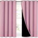 NICETOWN 100% Blackout Curtains with Black Liners, Thermal Insulated Full Blackout 2-Layer Lined Curtains, Energy Efficiency Window Draperies for Dining Room (Crystal Pink, 2 Panels, 52" W by 45" L)