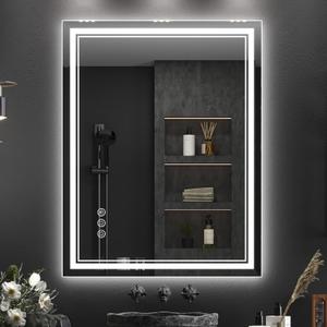 Ratsamee 28x36 Inch LED Bathroom Mirror with Frontlit & Backlit（Independent Control）, Lighted Mirror for Bathroom Wall with 3-Color Dimmable & Anti-Fog, Vanity Mirror with Lights