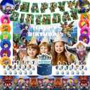 Birthday Party Decorations - Theme Children's Party Supplies Included Happy Birthday Banner, Backdrop, Hanging Swirls, Tablecloth, Cupcake Cake Toppers, Latex Balloons and Foil Balloons