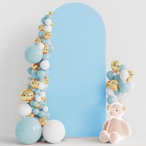 Wokceer 6FT Wedding Arch Backdrop Cover Spandex Fitted Wedding Stand Covers Round Top Chiara Arch Backdrop Cover for Birthday Party Ceremony Banquet Decoration Dusty Blue