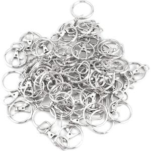 Housoutil 50sets Lobster Clasps Swivel D- with Key for Keychains Rotatable Snap Hook for Crafting Keyring Accessories and Holding Keys