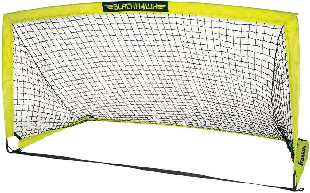 Franklin Sports Blackhawk Backyard Soccer Goal - Portable Pop Up Soccer Nets - Youth + Adult Folding Indoor + Outdoor Goals - Multiple Sizes + Colors - Perfect for Games + Practice (Optic Yellow)