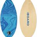  36” Skipper Skimboard with High Gloss Coat Wooden Skim Boards for Beginners, Teenagers and Adults Beach Skimboard 3 Color Traction Pad to Choose(Blue)