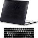 DTangLsm for Crocodile MacBook Air 13 inch Case 2026-2022 M5 A3449 M4 A3240 M3 A3113 M2 A2681 MacBook Air M2 Case, Alligator PU Leather Hard Cover for MacBook Air M5 13.6 Case + Keyboard Cover, Black