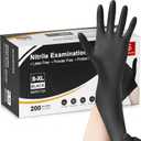 Schneider Nitrile Exam Gloves, 4 Mil Black Gloves Disposable Latex Free Powder Free, Food Safe for Cooking, Food Prep, Clean (Medium)