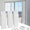 Universal Sliding Door AC Vent Kit: Coupler Filter Fits 5.1" & 5.9" Exhaust Hose, Portable air Conditioner Window kit with 6 Upgrade Plates, Adjustable 17 to 95 Inches