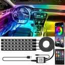 BFXM Car Interior Lights, 5V LED Strip Lights with USB Adapter, Ambient Car Lighting Kit, App & Remote Control Music Sync Color Change Strip Lights for SUVs & Trucks (36LED Beads)