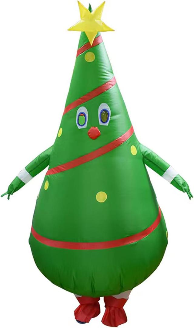 Inflatable Christmas Tree Costume - Blow Up Christmas Cosplay Party Halloween Costume - Festive Suit