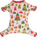 CuteBone Small Dogs Christmas Outfit Soft Puppy Onesies Pjs Dog Pajamas Pet Coat Cat Apparel Comfy Doggie Jumpsuit Bodysuit for All Seasons, Large