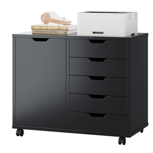 DUMOS 5-Drawer Mobile File Cabinet, Wooden Printer Stand with Storage