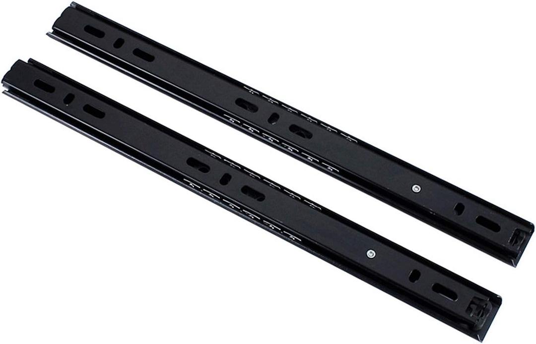 Drawer Slides, A Pair Full Extension 2 Section Ball Bearing Side Mounted Drawer Slider for Cabinet Kitchen Furniture (Black, 11 inch)