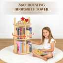 Kryonix Rotating Bookshelf, Solid Pine Wood Spinning Bookshelf Tower 4 Tier, 360° Revolving Bookcase for Kids, Multi-Functiona Corner Round Turning Book Shelf Organizer for Small Spaces