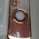 Misscase for iPhone 17 Magnetic Glitter Case Compatible with MagSafe,Full Protection Slim Shockproof Anti-Scratch Case with Camera Lens Protector Plating Bling Dust-Proof Net for Women Orange