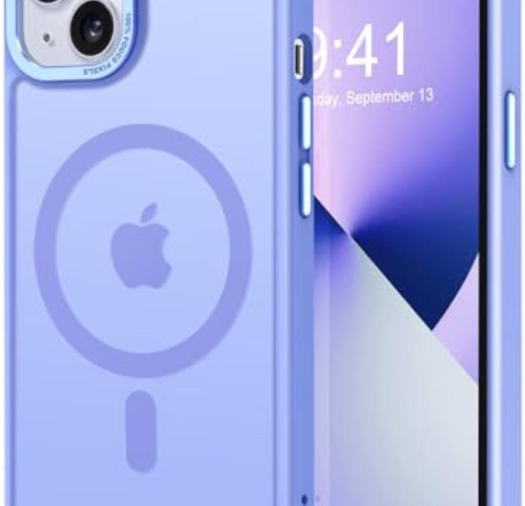 2 x Thomo Strong Magnetic for iPhone 13 Case & iPhone 14 Case [Compatible with Magsafe] Translucent Matte Slim Shockproof Women Girl Anti-Fingerprint Protective Case for iPhone 14/13 6.1", Light Purple