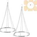 2 Set 12 Inches Silver Metallic Ceiling Drapes Hanging Kit for 6 Panels Wedding Ceiling Drapes Canopy Hoop Metal Hardware Kit for Draping Fabric Indoor Outdoor Decorations Photo Backgrounds