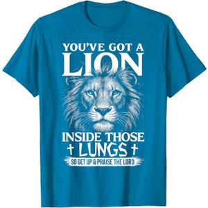 Christian Lion Praise The Lord Worship Faith T-Shirt, XS