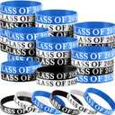 Poen 100 Pcs class of 2026 bracelets Graduation wristbands Class of 2026 Congrats Grad Celebrating Silicone Bracelets for Graduation Party Favors Supply(Black, White, Blue)