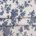 Linen Blue Floral Fabric by The Yard, 62 Inch Width Vintage Flower Patterned Upholstery Fabric for Sewing, Clothing, Quilting, DIY Arts Craft, 2 Yard
