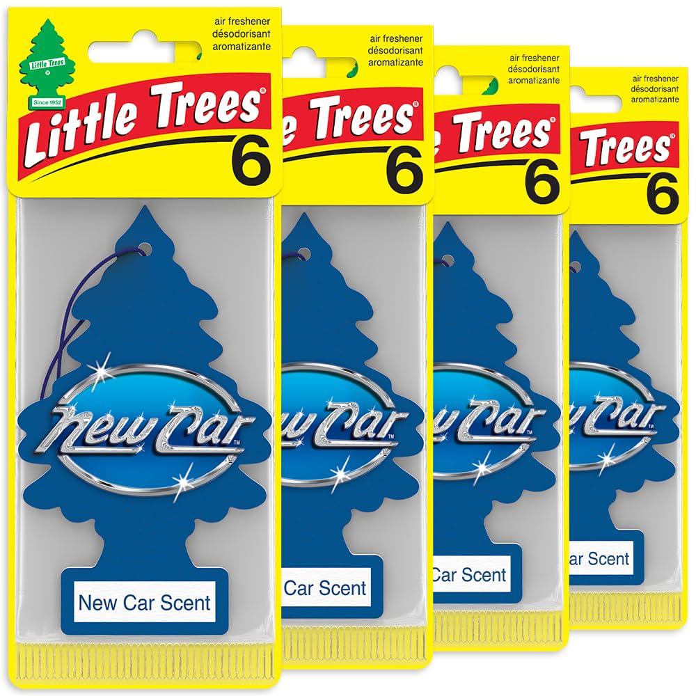 LITTLE TREES Car Air Freshener | Hanging Tree Provides Long Lasting Scent for Auto or Home | New Car Scent, 6-Packs (4 Count)