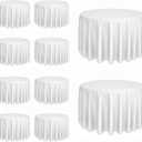 10 Pack White Round Tablecloths, 120 Inch Stain Resistant and Wrinkle Round Table Clothes, Washable Polyester Table Clothes Cover for Kitchen Dining, Wedding Birthday Party, Buffet Restaurant, Banquet