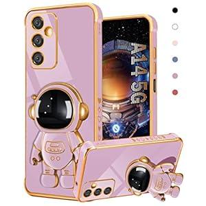 Coralogo for Galaxy A14 5G Phone Case Astronaut Cute for Women Girls Girly Unique Purple Cases with Astronaut Hidden Stand Kickstand 6D Design Cover for Samsung Galaxy A14 5G 2023 6.6 inch