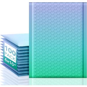 Fuxury Cute Design Bubble Mailers 6x10" 100 Pack Opaque Padded Envelopes Durable Pattern Bubble Shipping Envelopes for Mailing Jewelry Makeup Cards Thick Bubble Padded Mailers Fairyland Green