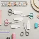 PAFASON Precise & Sharp Sewing Scissor Set 4 PC Curved Straight for DIY Quilting Embroidery Knitting Crafting Cross Stitch Crochet Thread Yarn Paper Fabric Detail Cutting Stainless Steel Safety Case (Green+pink+white)