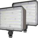 DAKASON 2 Pack 100W LED Flood Light Outdoor, Dusk-to-Dawn Photocell Adjustable Knuckle Mount, 13000LM 5000K Replaces 350W HPS/MH 100-277Vac, IP65 Waterproof Security Lighting Fixture, ETL Listed