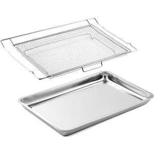 LRAL302S Air Fryer Tray Oven Replacement Parts for LG Air Fryer Basket 304 Stainless Steel Air Fry Tray Air Fryer Rack LRAL303S Oven Rack LDG4313ST LRE3061ST Range Airfryer Basket Rack 1 Pack