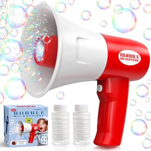 Bubble-Machine Toys for Kids, Bubble Maker Gun with LED Light & Music, Summer Outdoor Bubble Microphone Kid Toys, Gifts for 3 4 5 6 7 8 9 10 Years Old Boys Girls Birthday Easter Christmas Party Favors (Red)