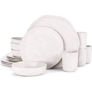 Cabtnca Modern Ceramic Dinnerware Sets for 4, 16 Pieces Stoneware Plates and Bowls Sets, Highly Chip Scratch Resistant, Microwave & Dishwasher Safe Dish Set for Home Kitchen, Speckled White