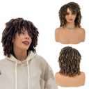 Ombre Blonde Short Dreadlock Wig for Women and Men, Synthetic Afro Twist Braided Wigs Faux Locs Hair Full Machine Made Glueless Curly Wigs Dark Root to Blonde T27