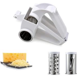 Manual Rotary Cheese Grinder - Stainless Steel Barrel, 3-in-1 for Hard Cheese, Chocolate, Nuts
