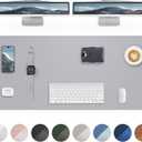 Leather Desk Pad Protector-48 x 24" Computer Desk Mat, Large Mouse Pad, Non-Slip Desk Pad, Waterproof PU Leather Desk Blotter Mat, Desk Cover Mat for Office and Home (Light Grey)