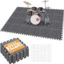 24Pcs Sound Absorbing Interlocking Floor Mats, 11 x 11 x 0.3 Inch High Density Piano Carpet Drum Rug, Non-Slip Anti Vibration Soundproof Pads, Grey