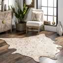 nuLOOM Iraida Contemporary Faux Cowhide Area Rug, Shaped 6x8, Off-white (Shaped 6' x 8')